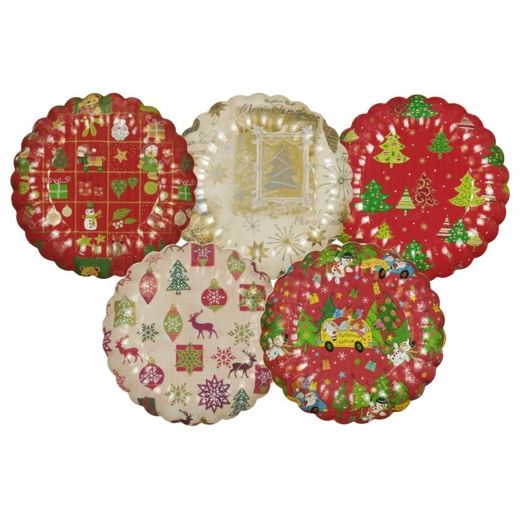 Borden, karton Ø 23 cm "verschillende kerstdecoren" 1
