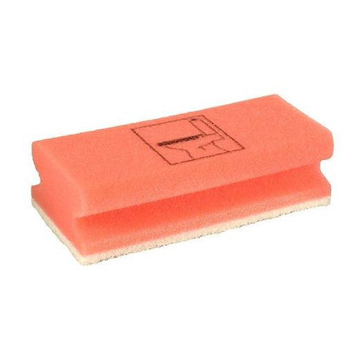 Rechthoekige sanitair-spons 4,5 cm x 15 cm x 7 cm rood/wit "Toilet" , niet-krassend 1