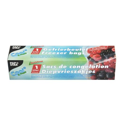 QuickSnap diepvrieszakjes 1 l 20 cm x 18 cm helder in vouwdoos 1