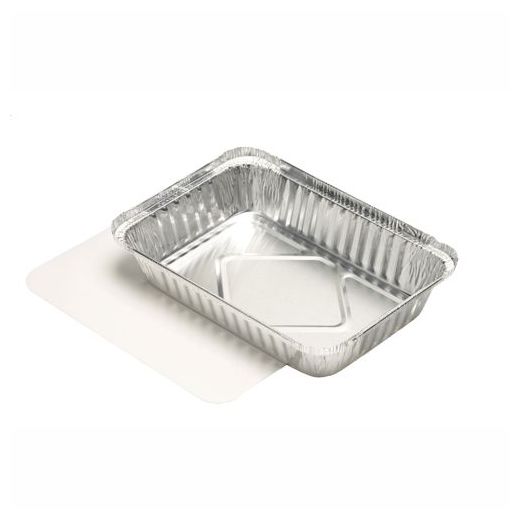 Schalen, aluminium + ingelegd deksel, PE-gecoat plein 0,8 l 4 cm x 15 cm x 21,4 cm 1