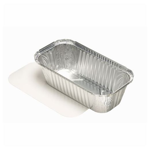 Aluminium schalen met inlegdeksels, PP gelamineerd plein 1,5 l 7 cm x 13 cm x 24,2 cm 1
