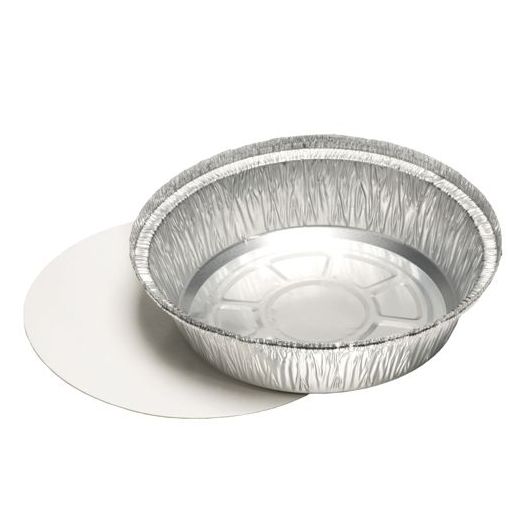 Aluminium schalen met inlegdeksels, PP gelamineerd rond 770 ml Ø 18,2 cm · 4 cm 1