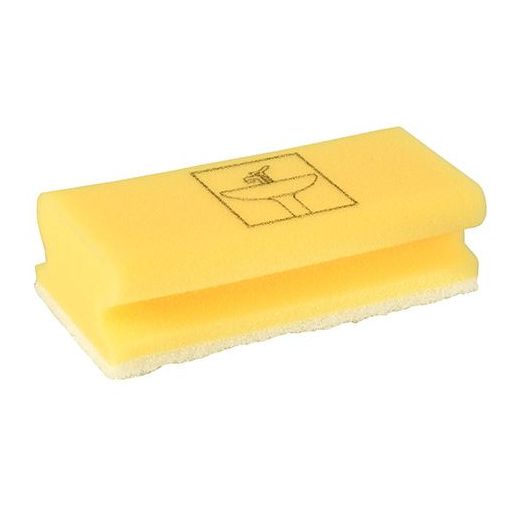 Herbruikbare schuurspons, rechthoekig 4 x 15 x 7 cm geel/wit "Bathroom", niet-krassend  1