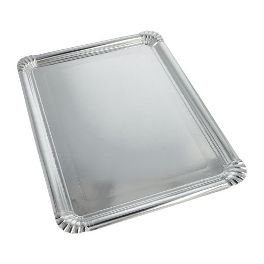 Kartonnen serveerschalen met zilverkleurige PET-coating, rechthoekig, 34 cm x 45,5 cm zilver 1