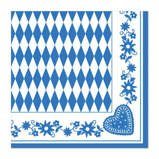 Servetten 1/4 vouw 40 cm x 40 cm "Beiers blauw" 1