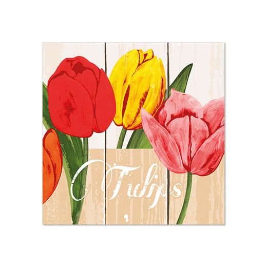 Servetten, 3-laags 1/4 vouw 25 cm x 25 cm "Blooming Tulips" 1