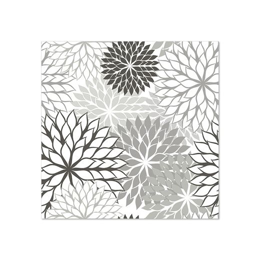 Servetten, 3-laags 1/4 vouw 25 cm x 25 cm grijs met bloemenmotief "Floralies" 1