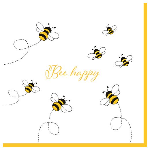 Servetten 3-laags 1/4 vouw 33 cm x 33 cm "Bee Happy" 1