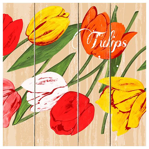 Servetten, 3-laags 1/4 vouw 33 cm x 33 cm "Blooming Tulips" 1
