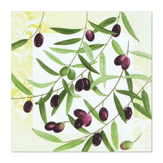 Servetten, 3-laags 1/4 vouw 33 cm x 33 cm "Olive Twig" 1
