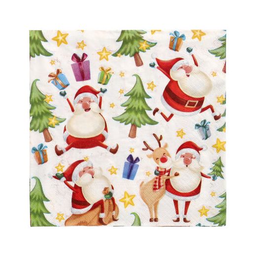 Servetten 3-laags 1/4 vouw 33 cm x 33 cm "Happy Santa" 1