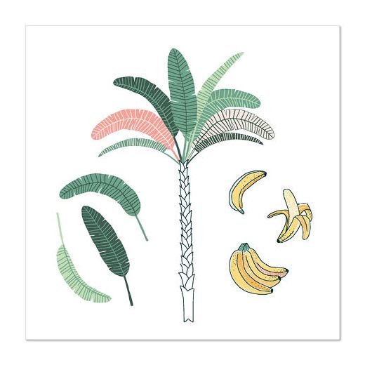 Servetten 3-laags 1/4 vouw 33 cm x 33 cm "Palm and Bananas" 1