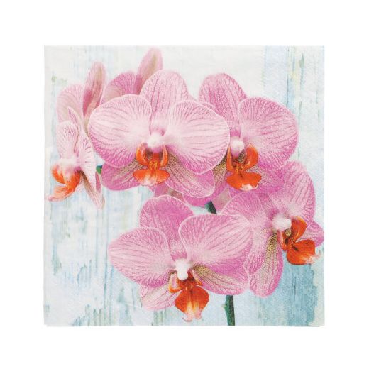 Servetten 3-laags 1/4 vouw 33 cm x 33 cm "Phalaenopsis" - orchideeën, FSC 1