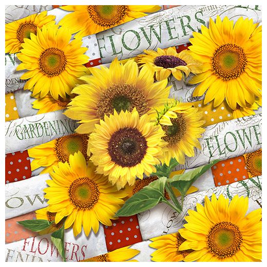 Servetten, 3-laags 1/4 vouw 33 cm x 33 cm "Sunflower Field" 1