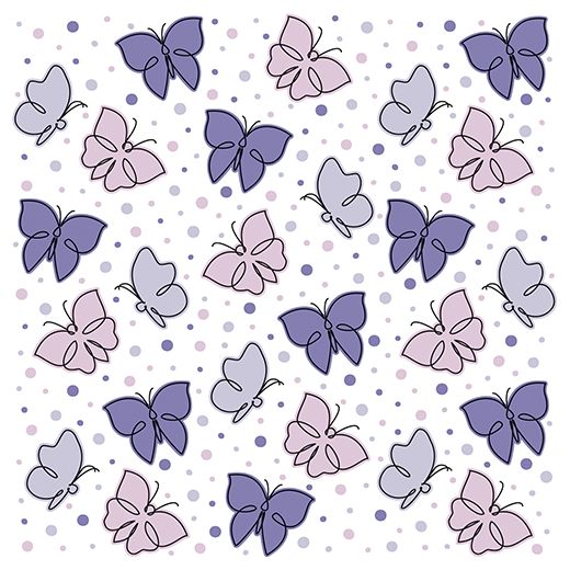 Servetten, 3-laags 1/4 vouw 33 x 33 cm paars "Papillons" vlinders 1