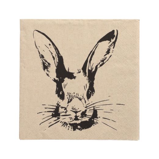 Servetten 3-laags 1/4 vouw 33 cm x 33 cm natuur "My Name is Rabbit" gemaakt van gerecycled papier 1