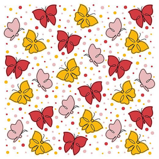 Servetten, 3-laags 1/4 vouw 33 x 33 cm rood "Papillons" vlinders 1