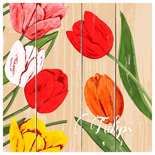 Servetten, 3-laags 1/4 vouw 40 cm x 40 cm "Blooming Tulips" 1