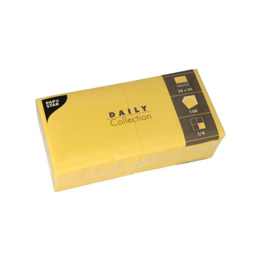 Servetten "DAILY Collection" 1/4 vouw 24 cm x 24 cm, FSC, geel 1