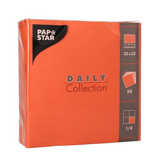 Servetten "DAILY Collection" 1/4 vouw 32 cm x 32 cm FSC nectarine 1