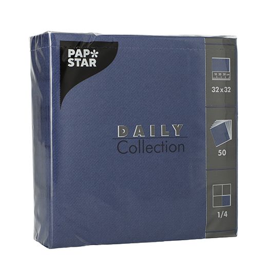 Servetten "DAILY Collection" 1/4 vouw 32 cm x 32 cm FSC donkerblauw 1