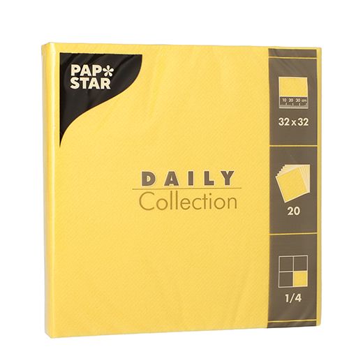 Servetten "DAILY Collection" 1/4 vouw 32 cm x 32 cm FSC geel 1