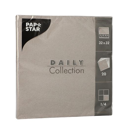 Servetten "DAILY Collection" 1/4 vouw 32 cm x 32 cm FSC grijs 1