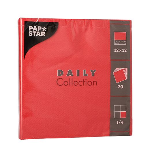 Servetten "DAILY Collection" 1/4 vouw 32 cm x 32 cm FSC rood 1