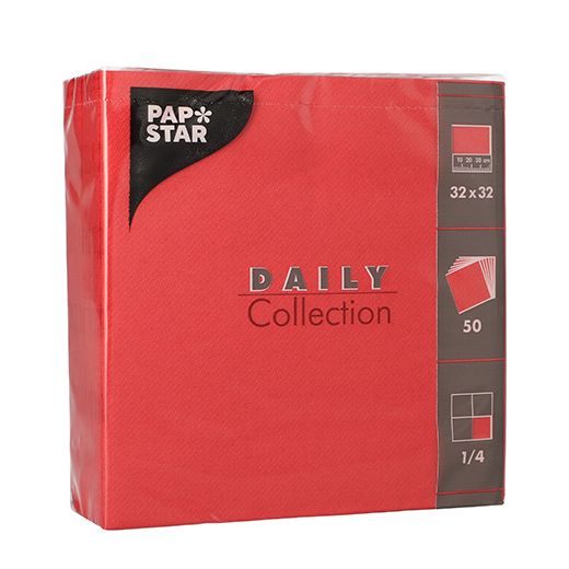 Servetten "DAILY Collection" 1/4 vouw 32 cm x 32 cm FSC rood 1