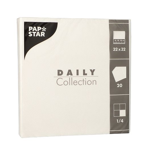 Servetten "DAILY Collection" 1/4 vouw 32 cm x 32 cm FSC wit 1