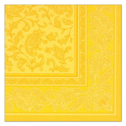 Servetten "ROYAL Collection" 1/4 vouw 40 cm x 40 cm geel "Ornaments" 1