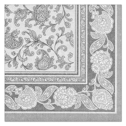 Servetten "ROYAL Collection" 1/4 vouw 40 cm x 40 cm grijs "Ornaments" 1