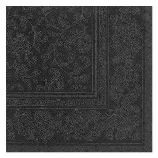 Servetten "ROYAL Collection" 1/4 vouw 40 cm x 40 cm zwart "Ornaments" 1
