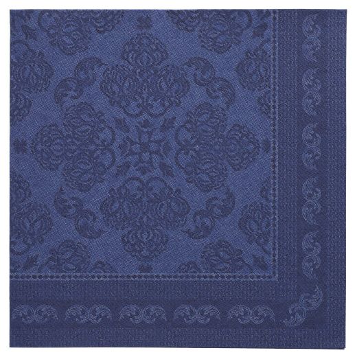 Servetten "ROYAL Collection" 1/4 vouw 40 cm x 40 cm donkerblauw "Arabesque" 1