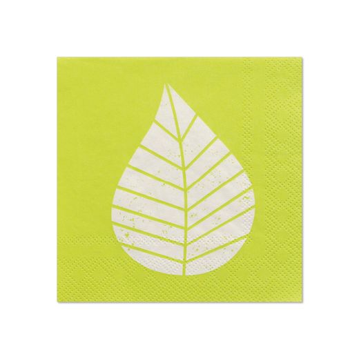 Servetten, 3-laags 1/4 vouw 25 cm x 25 cm groen "Graphic Leaves" 1