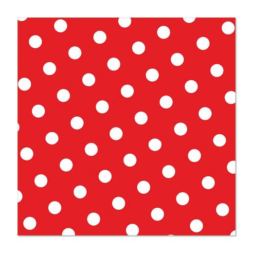 Servetten, 3-laags 1/4 vouw 33 cm x 33 cm rood "Dots" 1