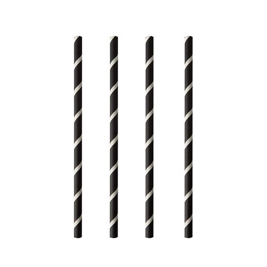 Shake rietjes, papier Ø 8 mm · 20 cm zwart/wit "Stripes" 1