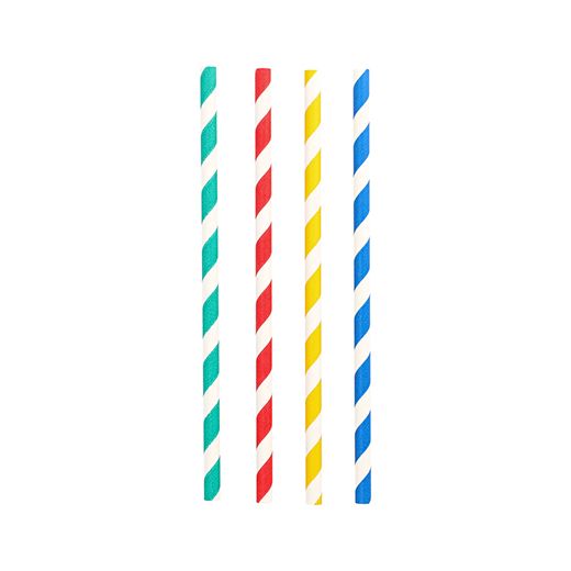 Shake rietjes, papier Ø 8 mm · 21 cm assorti kleuren "Stripes" 1