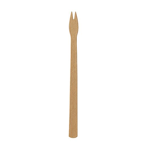 Snackvorkje van papier "pure" 13,5 cm bruin, papieren vork, FSC 1