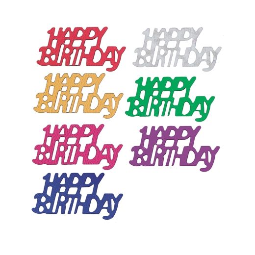 Strooidecoratie, folie assorti kleuren "Happy Birthday" 15 gr 1