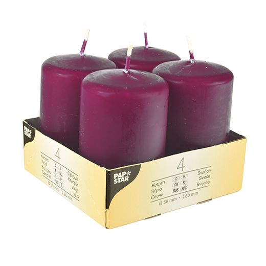 Stompkaarsen Ø 50 mm · 80 mm paars 1