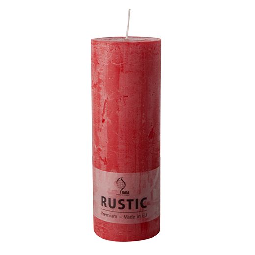 Premium cilinderkaarsen rood Ø 68 mm · 190 mm "Rustiek" volledig gekleurd 1