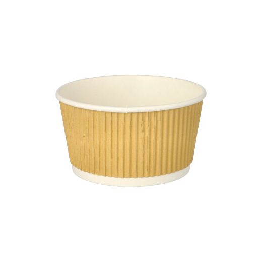 Dubbelwandige soepbekers van karton met ribbel, 380 ml, Ø 11 cm · 5,8 cm bruin/wit Ripple wall soepkommen en bowls 1