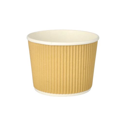 Dubbelwandige soepbekers van karton met ribbel, 520 ml, Ø 11 cm · 8,4 cm bruin/wit Ripple wall soepkommen en bowls 1