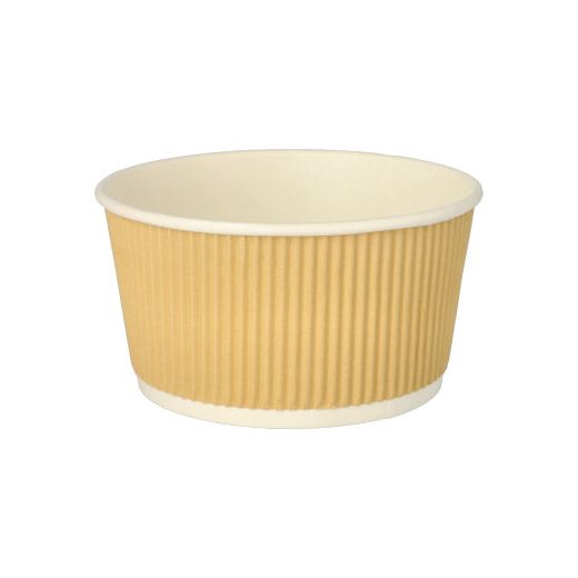 Dubbelwandige soepbekers van karton met ribbel, 720 ml, Ø 13,5 cm · 7,3 cm bruin/wit Ripple wall soepkommen en bowls 1
