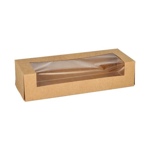 Sushi-box, sushi-doos, karton met PLA-venster, rechthoekig 19,5 cm x 7 cm bruin 1
