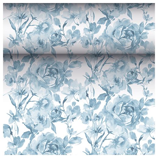 Tafellopers, stofkarakter, PV-Tissue Mix "ROYAL Collection" 24 m x 40 cm blauw "Rose" 1