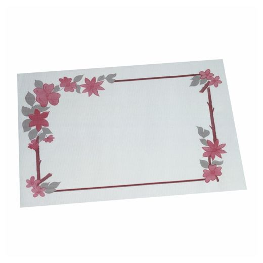 Placemats van stevig papier 30 cm x 40 cm wit "Bloemenrand" 1
