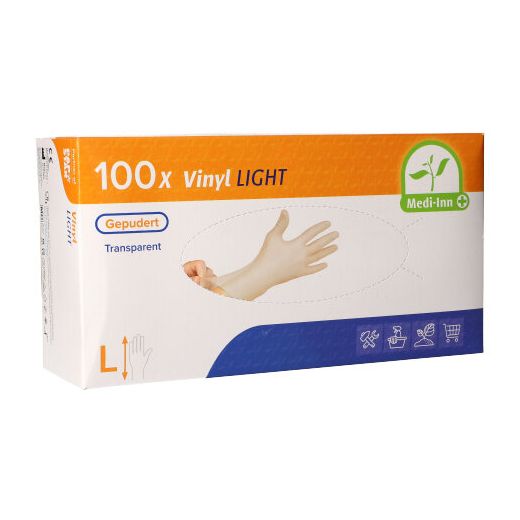 Handschoenen vinyl gepoederd transparant "Medi-Inn® PS" Maat L 1