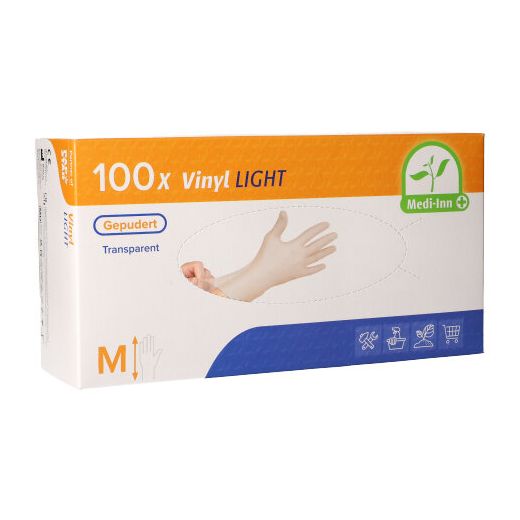 Handschoenen vinyl gepoederd transparant "Medi-Inn® PS" Maat M 1